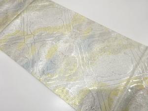 斜め格子に花更紗模様織り出し　袋帯